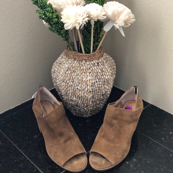 8.5 Lucky Brand Suede Peep-Toe Heels (3-Inch) - Picture 2 of 5
